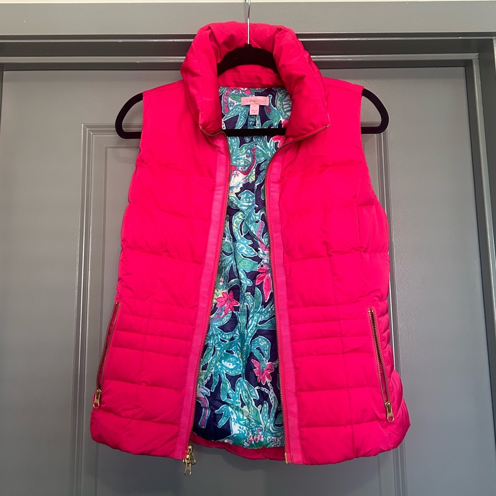 Lilly Pulitzer Pink Elena Puffer Vest Size Small